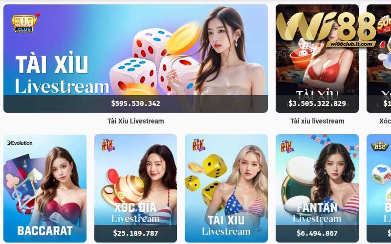 Casino trực tuyến WI88 hợp tác cùng nhiều nhà phát hành